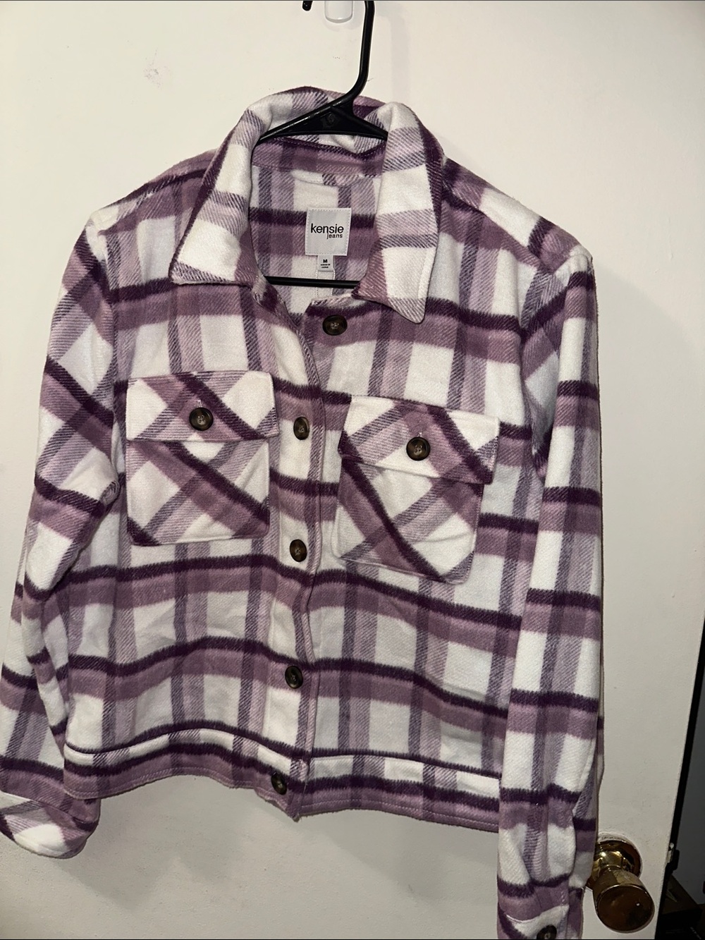 Kensie Purple and White Plaid Jacket Size Medium